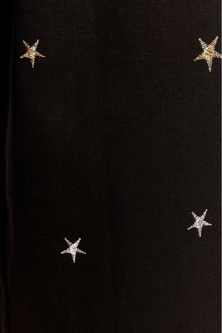 Calça Linho Bordado Estrela Lurex
