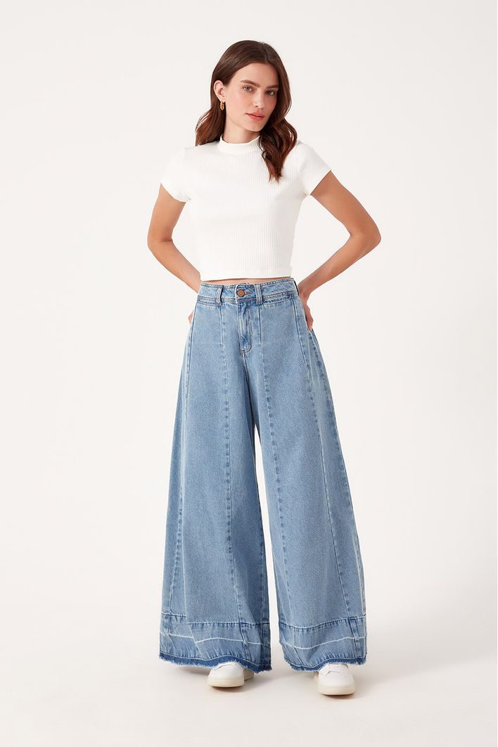 Calça Jeans Maxi Pantalona