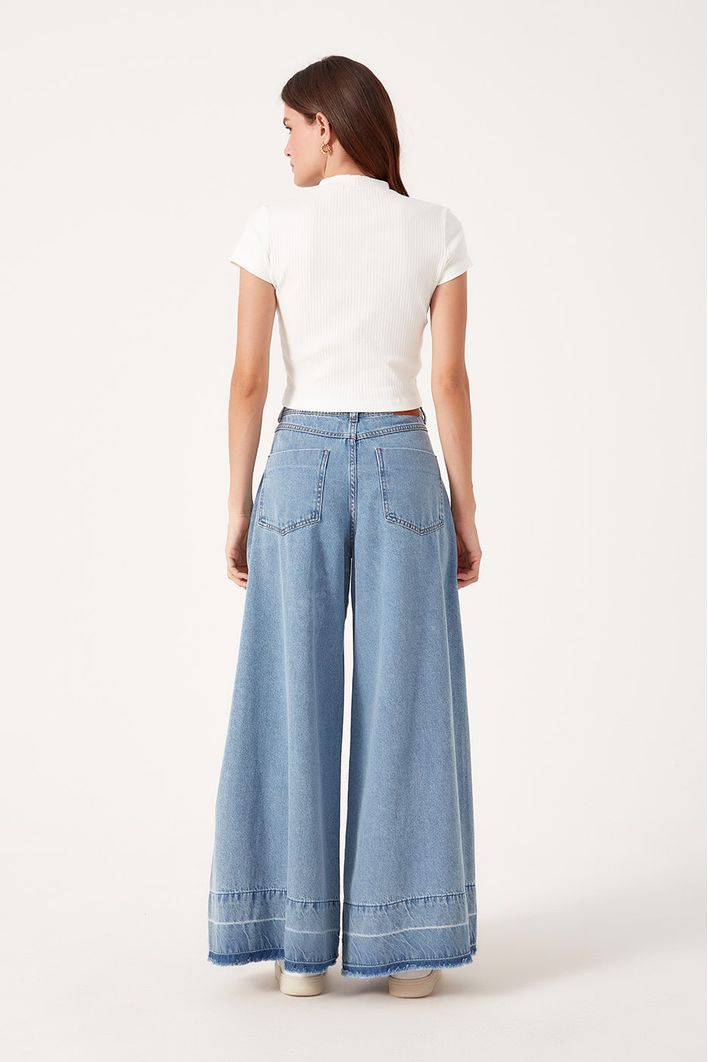 Calça Jeans Maxi Pantalona