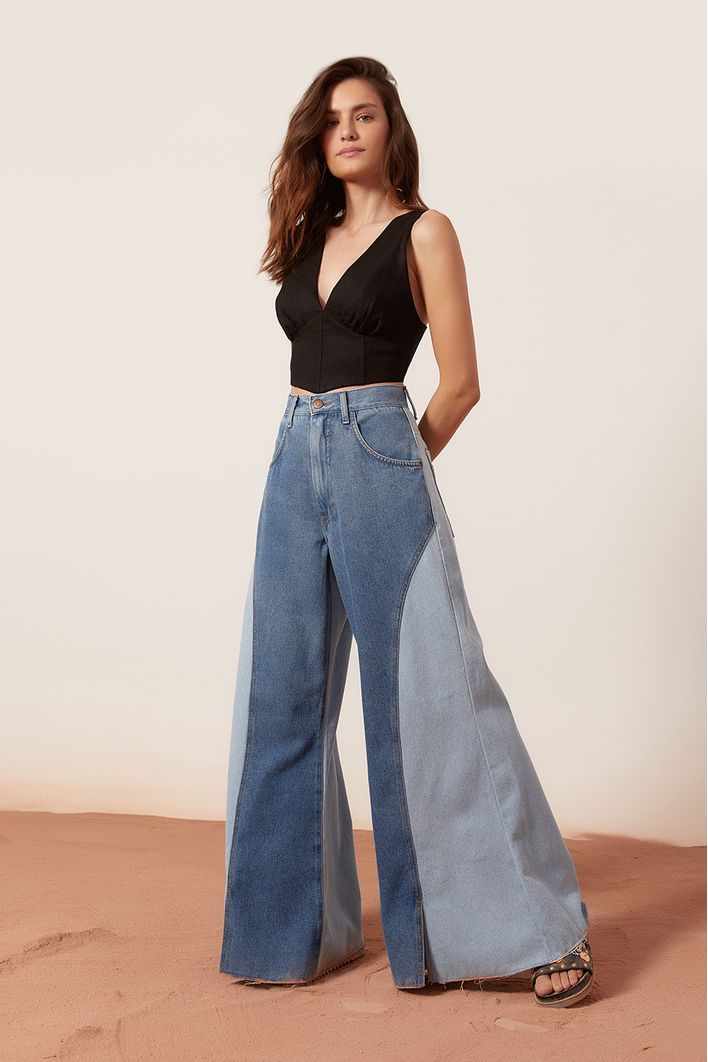 Calça Jeans Bicolor