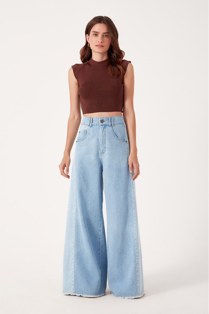 Calça Jeans Flare Recorte