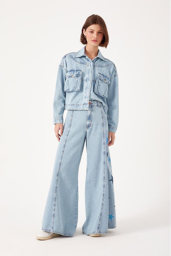 Calça Jeans Detalhe Estrelinhas