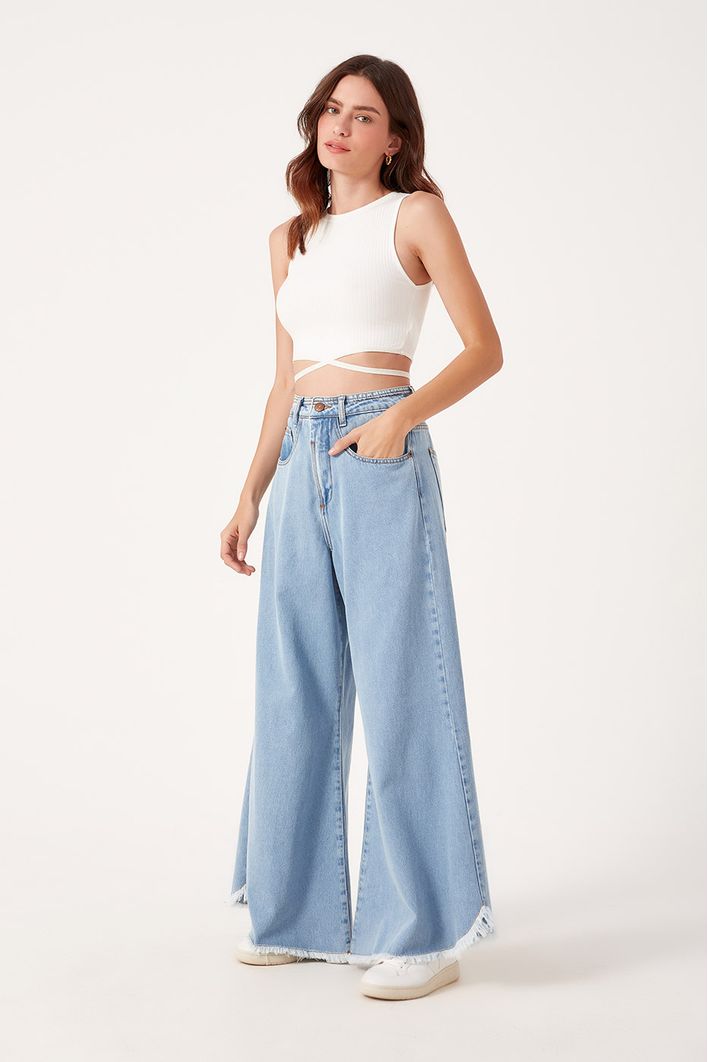 Calça Jeans Cropped