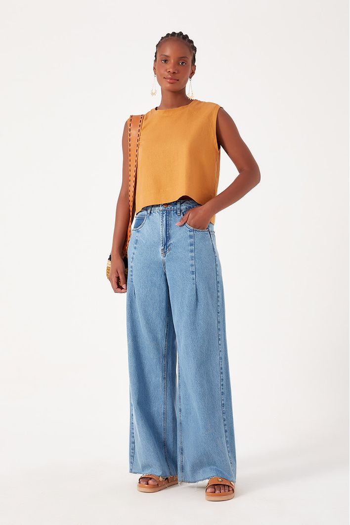 Calça Jeans Boyfriend Prega