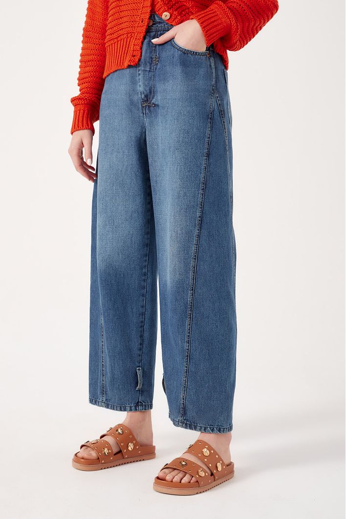 Calça Jeans Detalhe Zig Zag