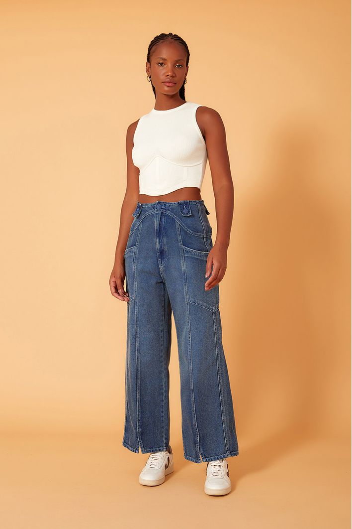 Calça Jeans Botões