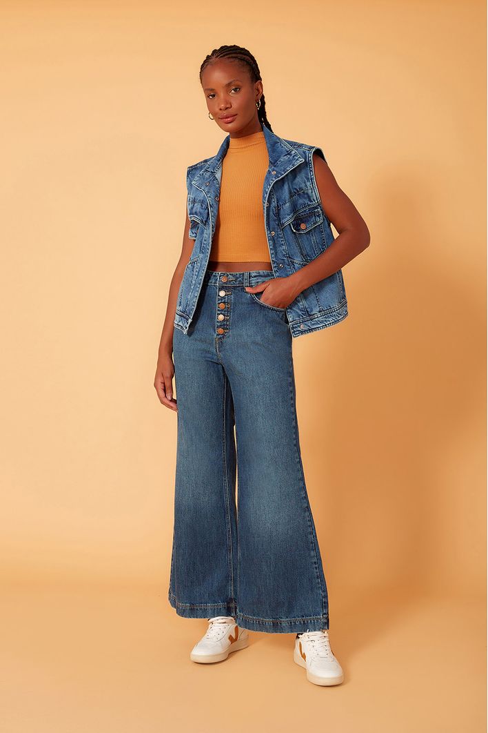Calça Jeans Botões Braguilha