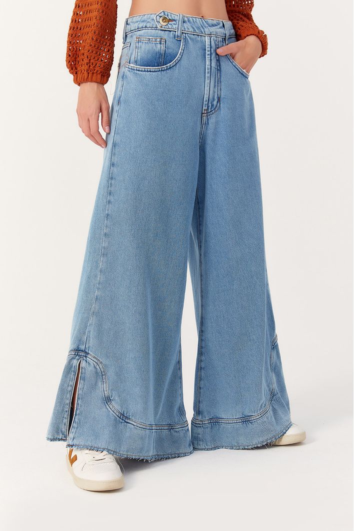 Calça Jeans Cropped Bainha
