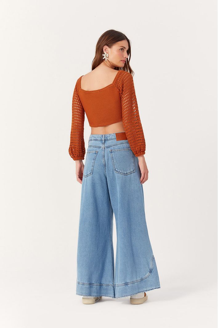 Calça Jeans Cropped Bainha