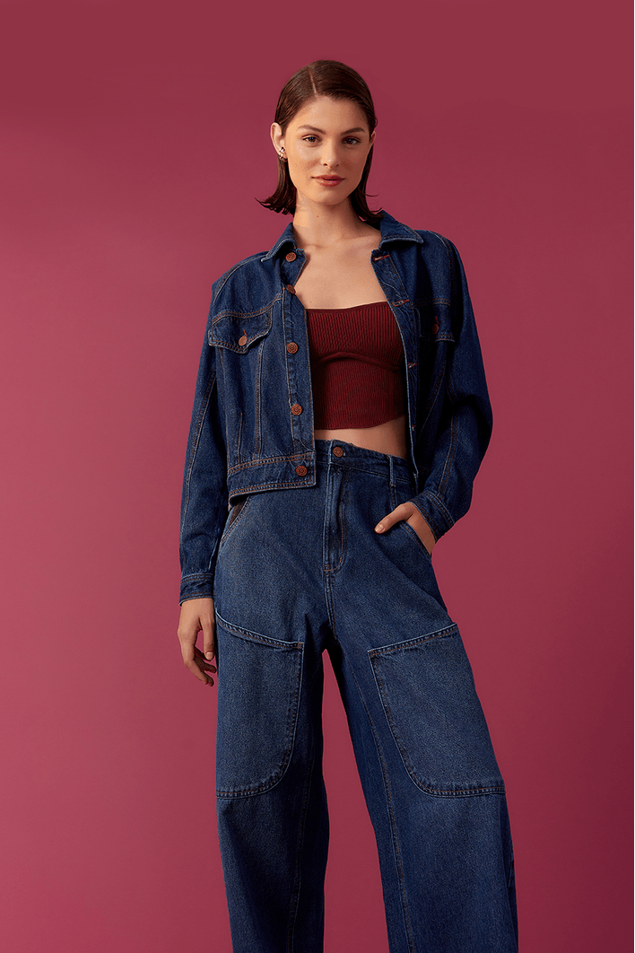 Calça Jeans Detalhe Dark