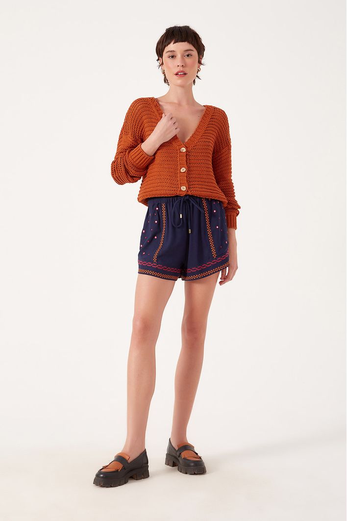 Short Linho Bordado
