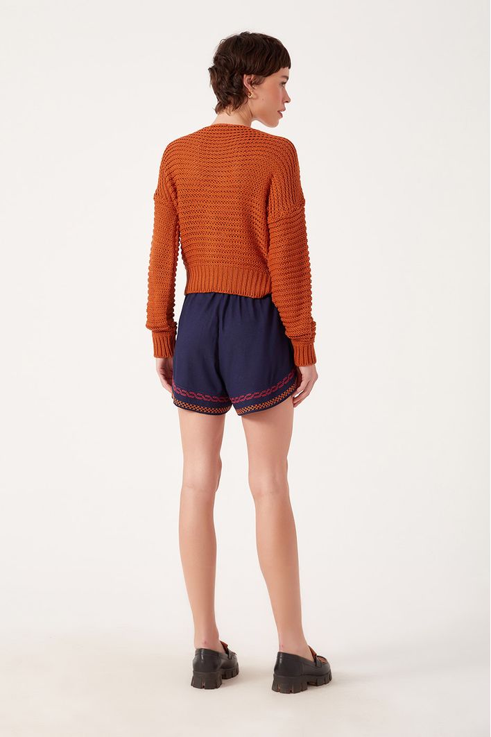 Short Linho Bordado