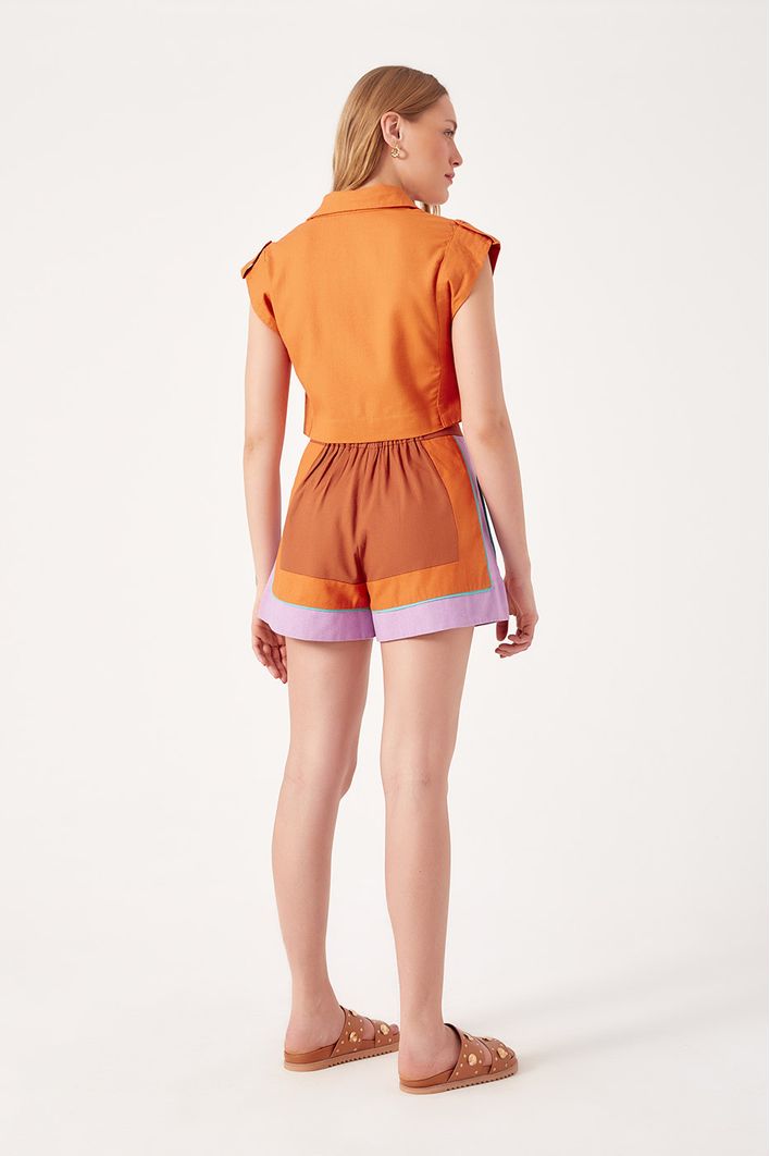 Short Linho Recortes Color