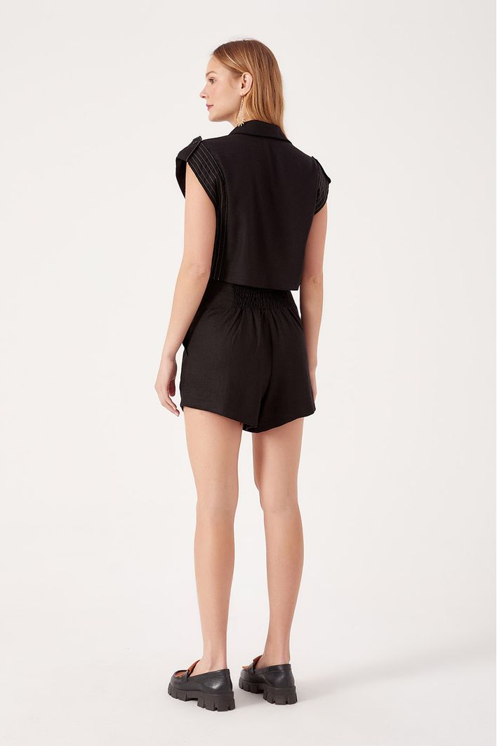 Short Linho Botoes Frente