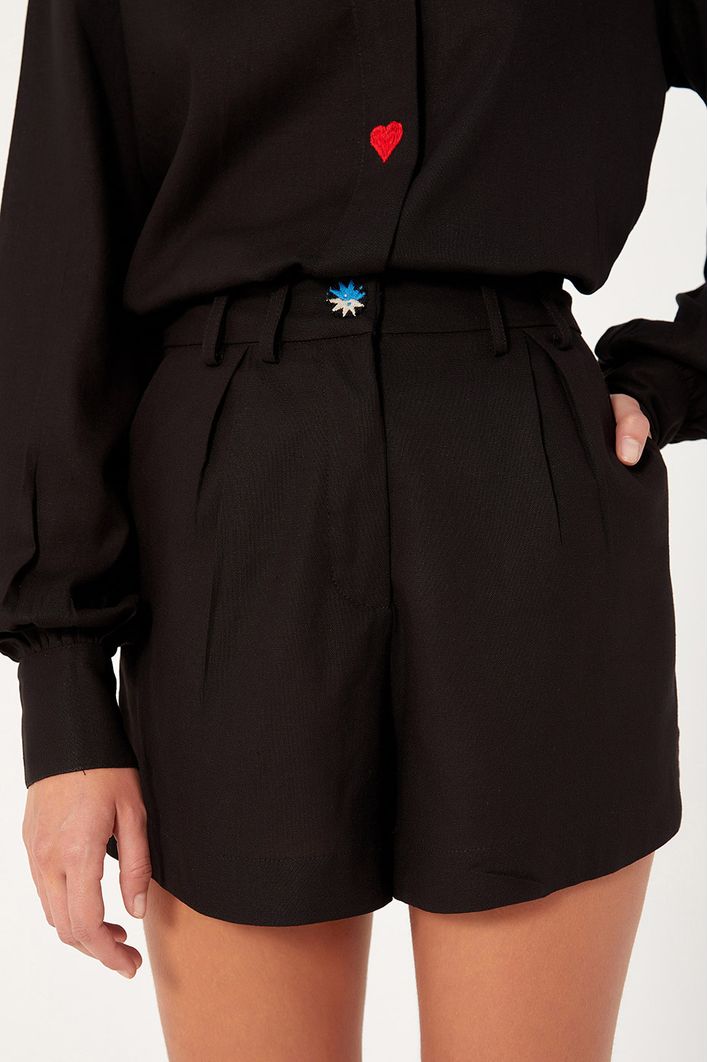 Short Alfaiataria Linho Bordado Mystic