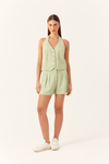 Short Linho Pregas Frente
