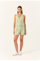 Short Linho Pregas Frente