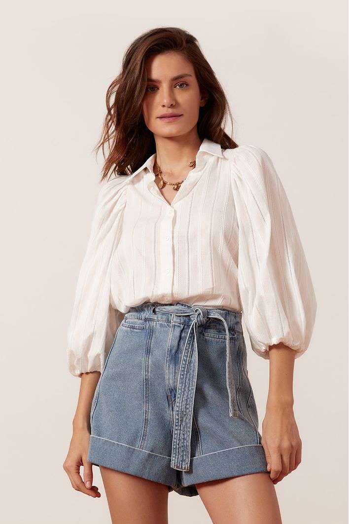 Short Jeans Faixa Pespontada