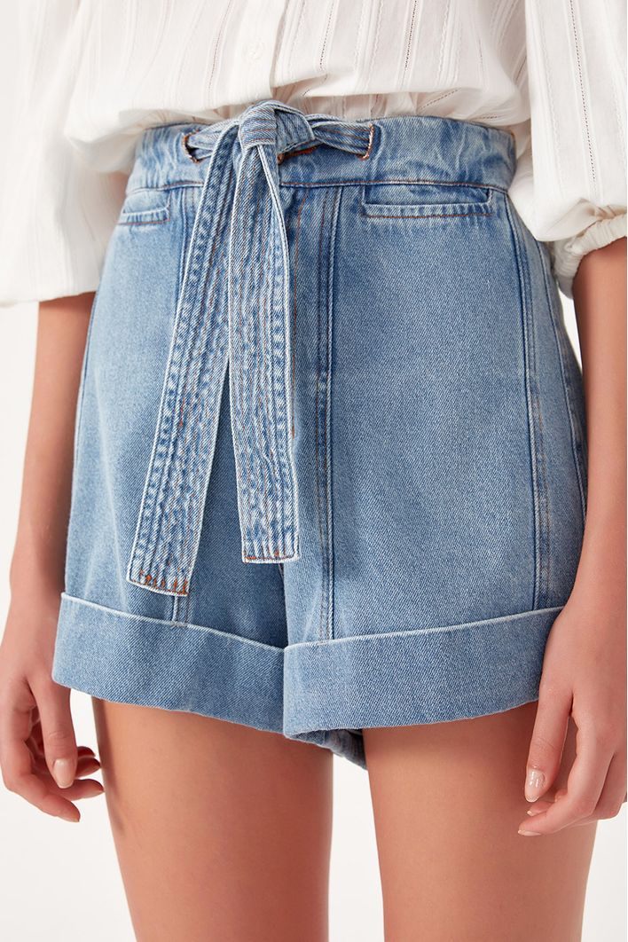 Short Jeans Faixa Pespontada
