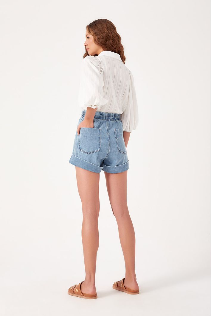 Short Jeans Faixa Pespontada