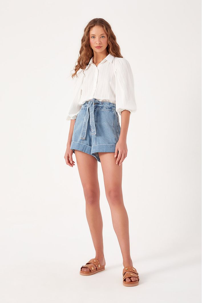 Short Jeans Faixa Pespontada