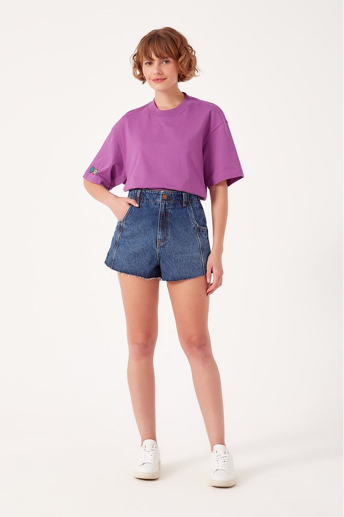 Short Jeans Detalhe Pespontos