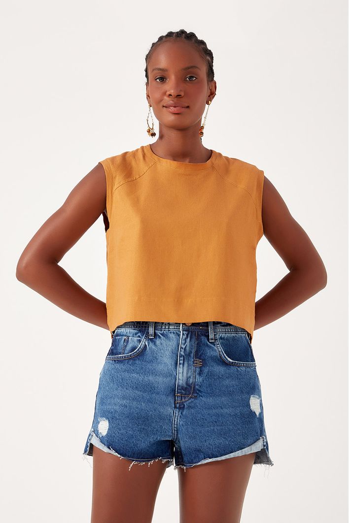 Short Jeans Detalhe Zig Zag