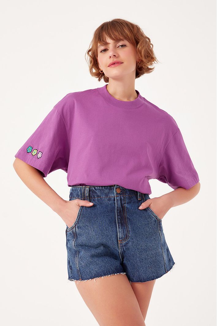 Short Jeans Detalhe Pespontos