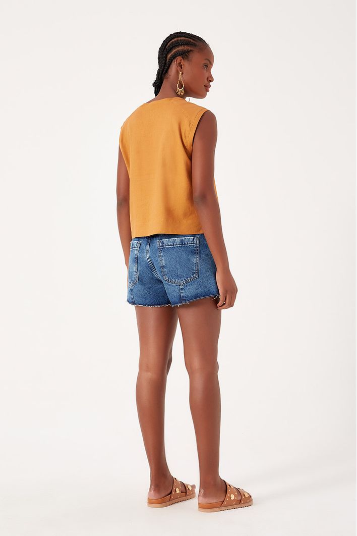 Short Jeans Detalhe Zig Zag