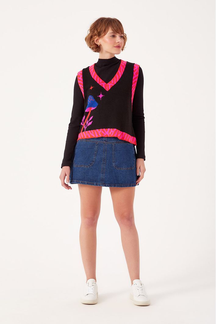 Saia Jeans Bolsos