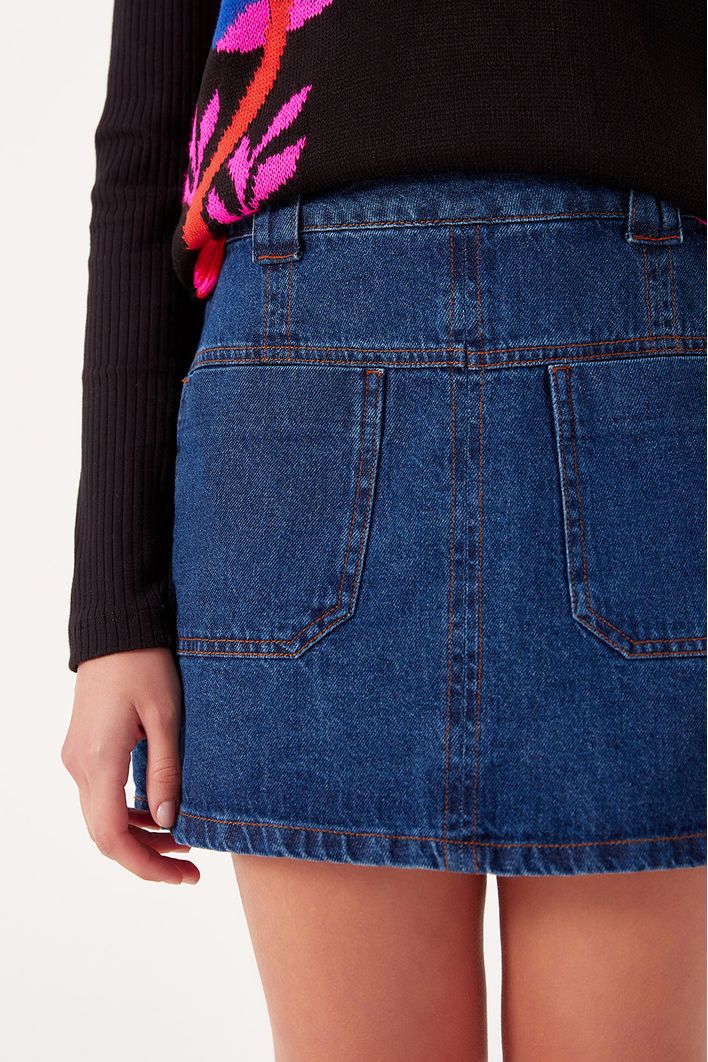 Saia Jeans Bolsos