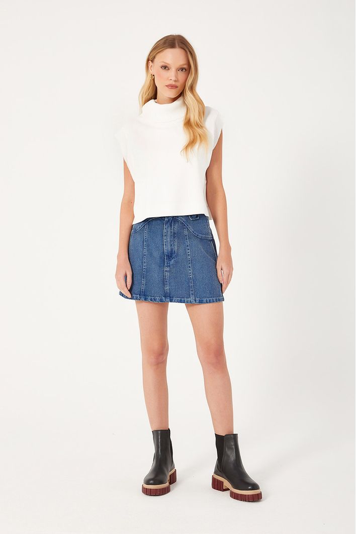Saia Jeans Botoes