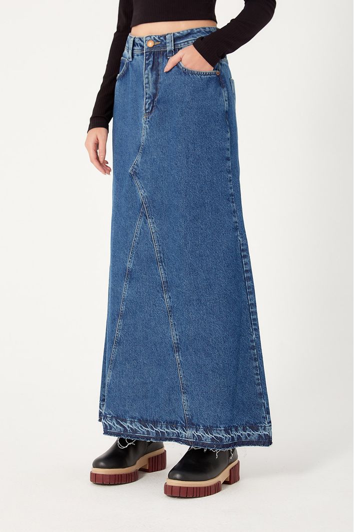 Saia Jeans Bainha Marcada