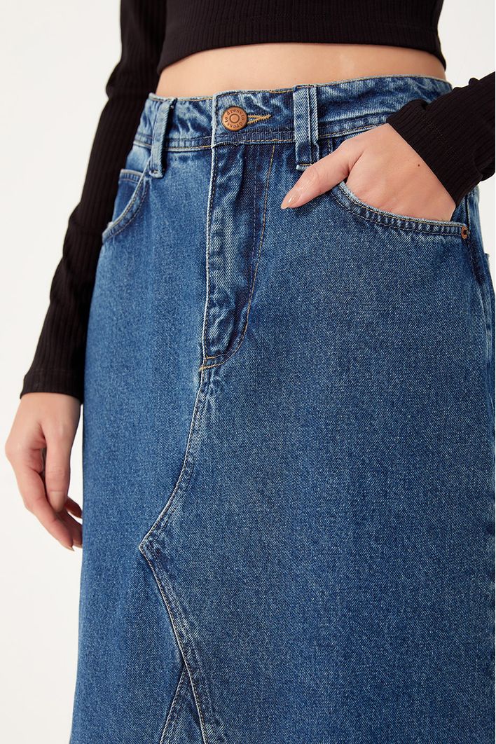 Saia Jeans Bainha Marcada