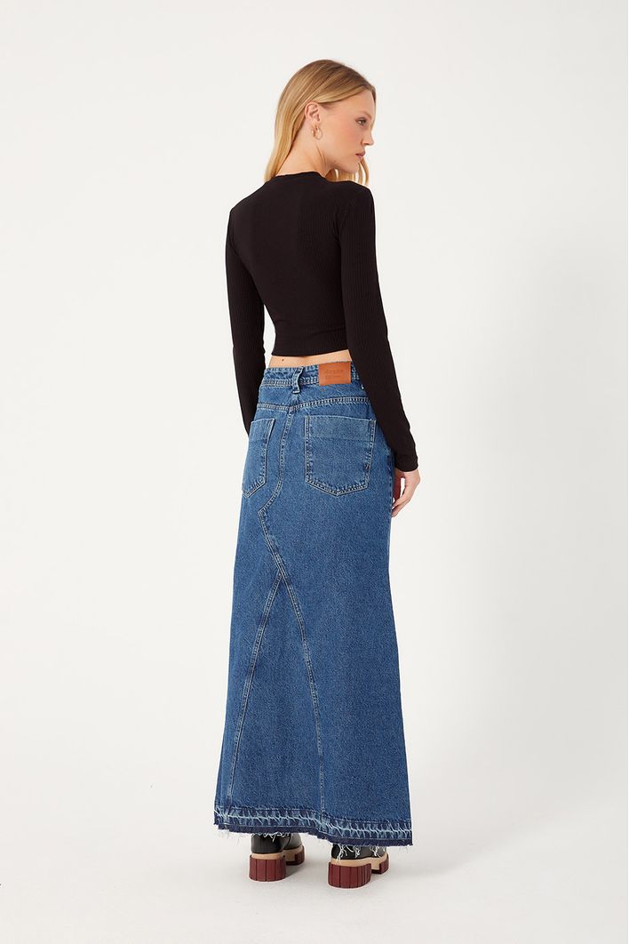 Saia Jeans Bainha Marcada
