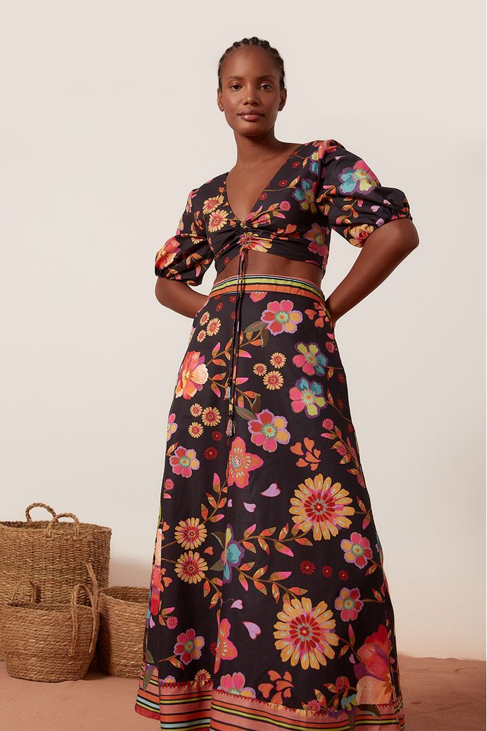 Saia Cropped Estampa Saudade