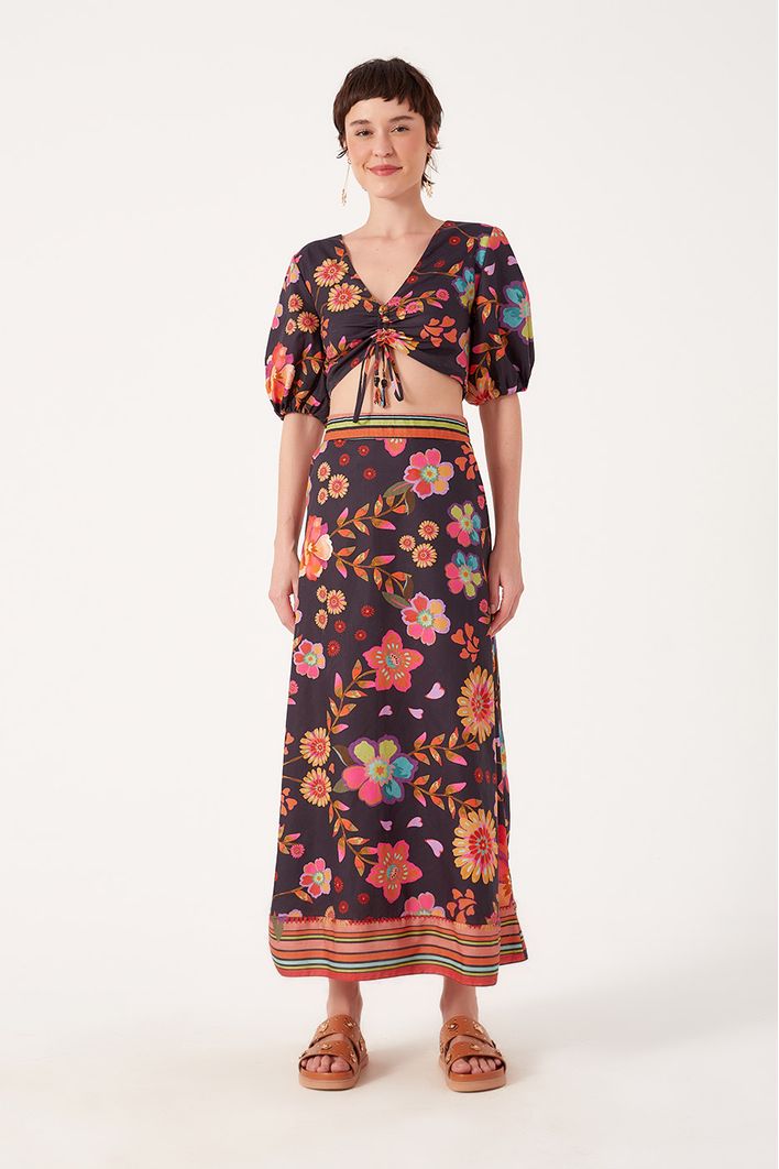 Saia Cropped Estampa Saudade