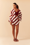 Saia Short Linho Estampa Diagonal