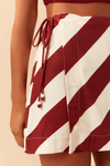 Saia Short Linho Estampa Diagonal
