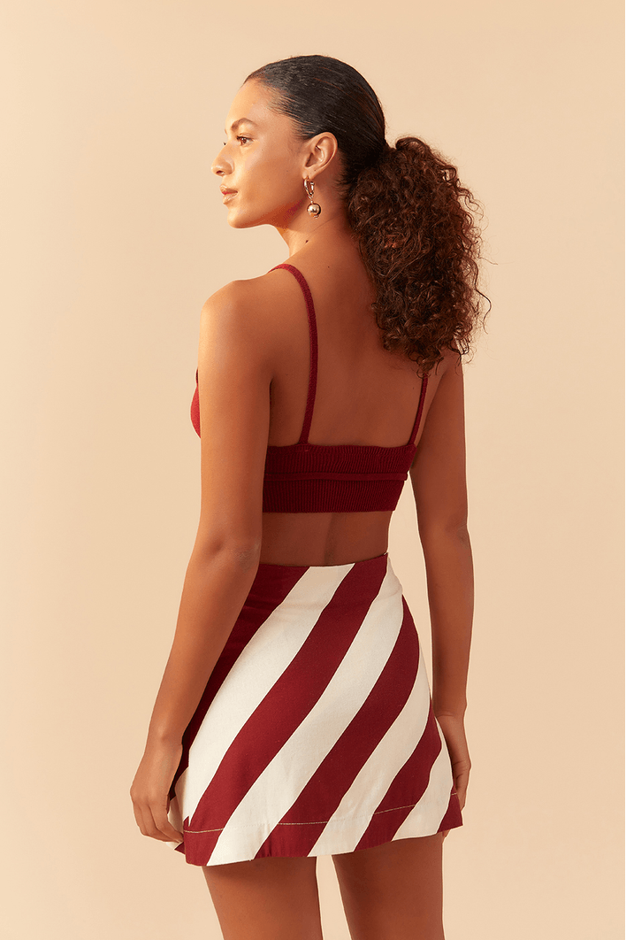Saia Short Linho Estampa Diagonal