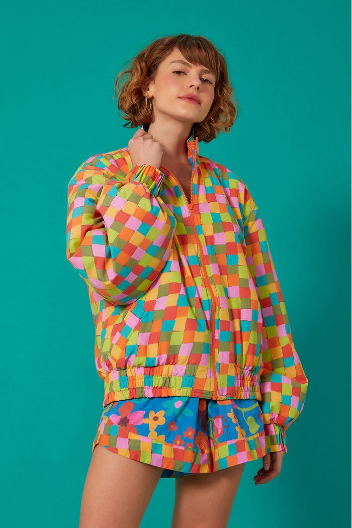 Casaco Puffer Double Estampa Jardineira