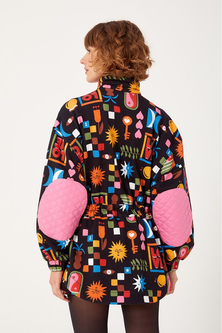 Parka Moletom Estampa Xadrez Místico