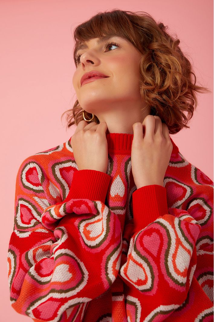 Casaco Tricot Jacquard Estampa Paixão
