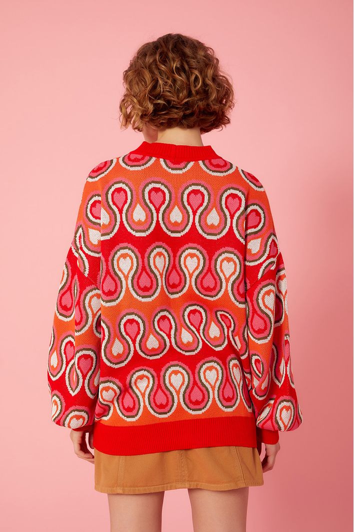 Casaco Tricot Jacquard Estampa Paixão