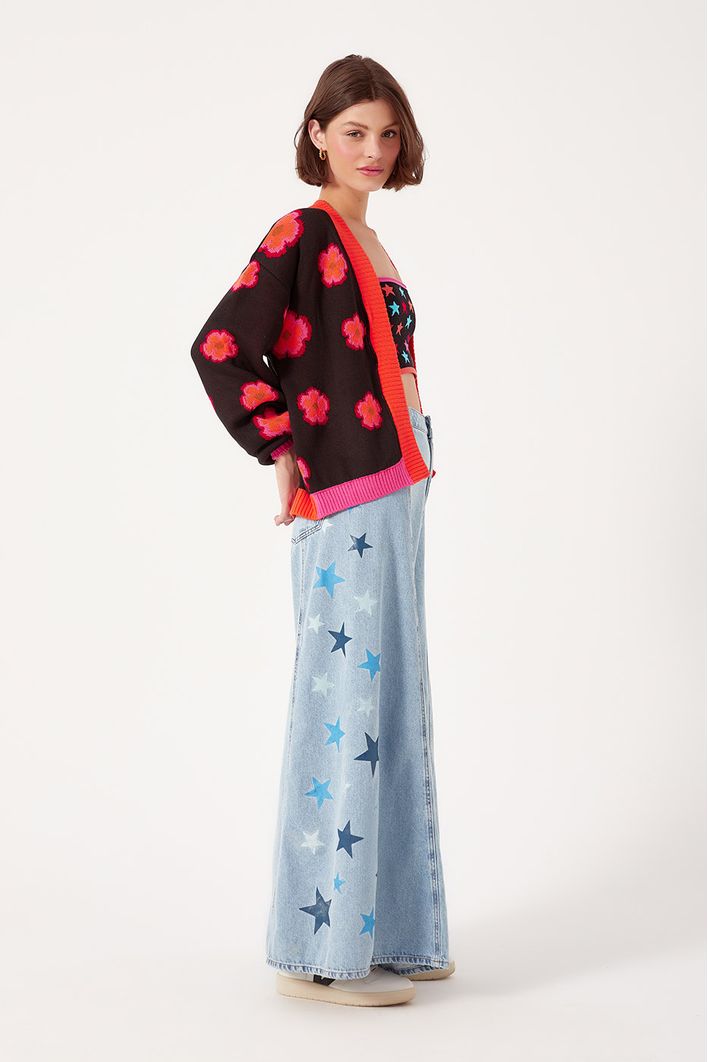 Casaco Tricot Jacquard Happy