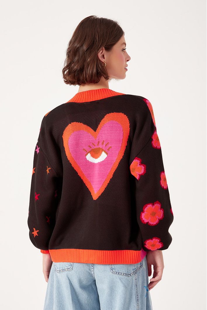 Casaco Tricot Jacquard Happy