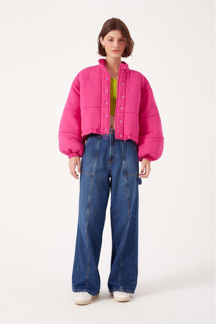 Casaco Puffer Bordado Love