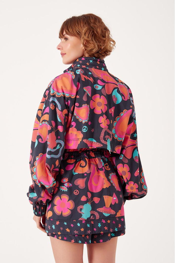 Parka Corta Vento Estampa Happy