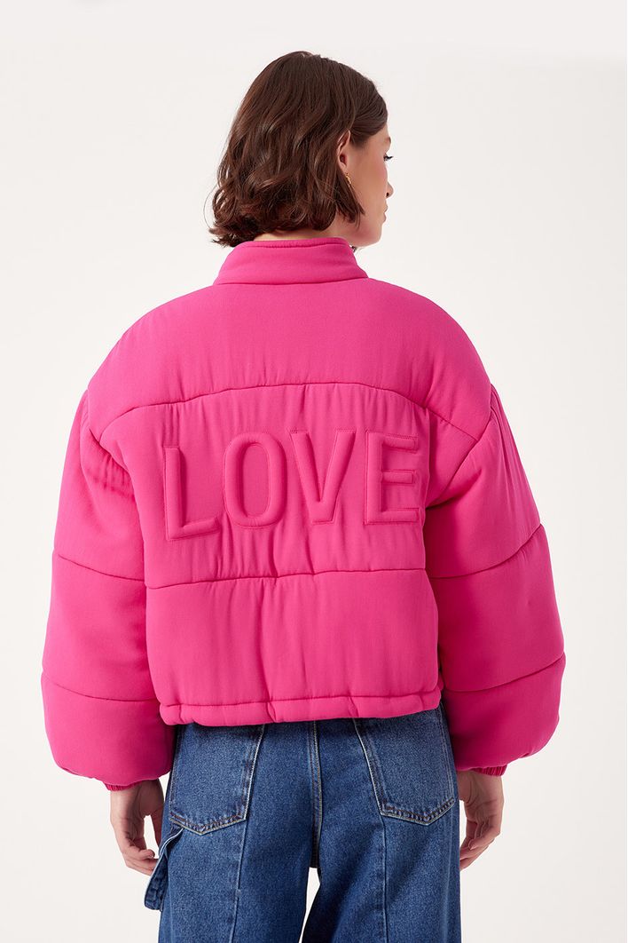 Casaco Puffer Bordado Love