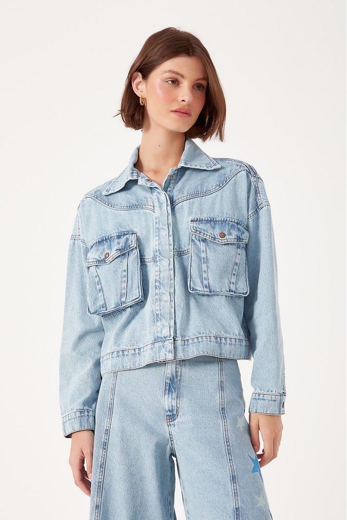 Jaqueta Jeans Detalhe Estrelinhas